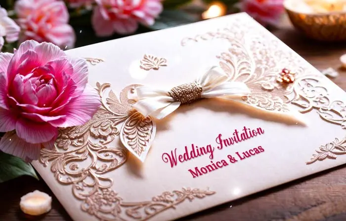 Golden Design Frame 3D Wedding Invitation Slideshow
